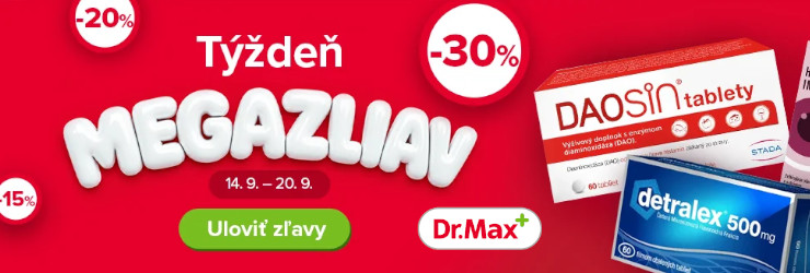 ZĽAVOVÉ KÓDY → AŽ -30% EXTRA ZĽAVA POČAS TÝŽDŇA MEGAZLIAV na DrMax.sk ZĽAVOVÉ KÓDY → AŽ -30% EXTRA ZĽAVA POČAS TÝŽDŇA MEGAZLIAV na DrMax.sk
