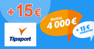Zadarmo 15€ a bonus až 4000€ na TipSport.sk