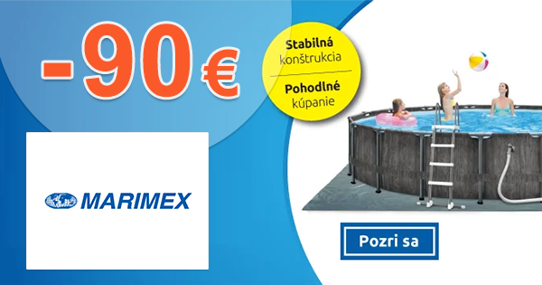 Zľavový kód -90€ zľava NA BAZÉN na Marimex.sk