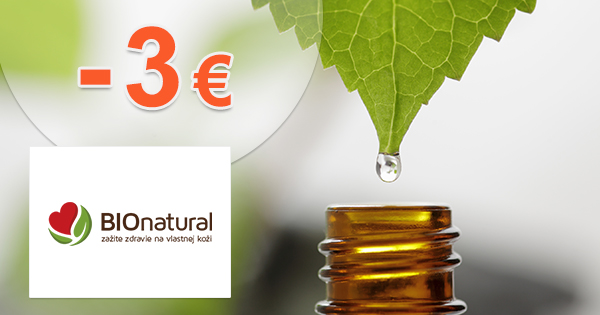 BioNatural.sk zľavový kód zľava -3€, kupón, akcia